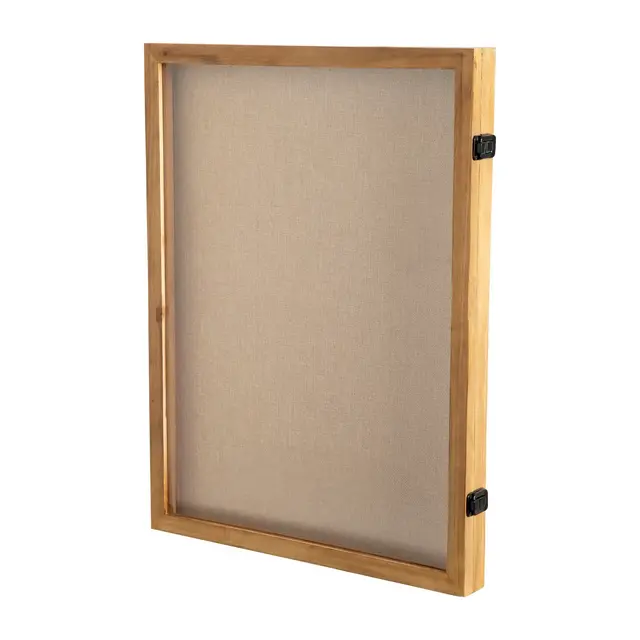 Flash Furniture Peyton 18x24 Shadow Box Display Case with Linen Liner, 8 Push Pins and Solid Pine Wood Frame in Weathered Brown