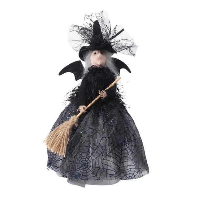 MALOKI Halloween Witch Tree Topper Witches with Hat Mesh Dresses Tree Toppers Christmas Decorations for Trees Tabletop Ornament Holiday Party Home Decor Indoor