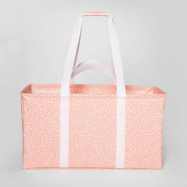 Soft Sided Scrunchable Laundry Basket Pebble Dot Coral - Room Essentials™