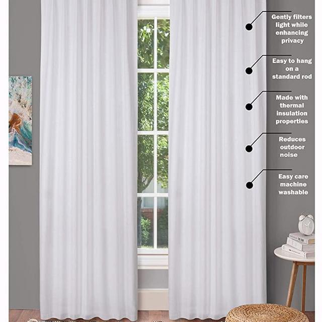 Tab Top Curtains,Farm House Curtain,Cotton Curtains,Curtain 2 Panel Sets,Window Curtain Panel in Textured Cotton 50x108 White,Reverse Window Panels,Curtain Drapes Panels,Bedroom Curtains,Set of 2