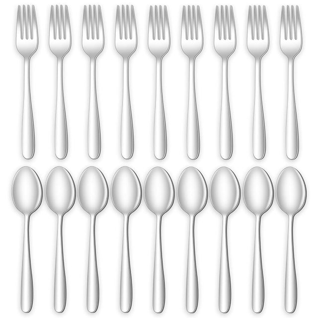 24-piece Forks and Spoons Silverware Set, Amafox Food Grade Stainless Steel Flatware Cutlery Set for Home, Kitchen and Restaurant, Spoons and Forks Set, Dinner forks Mirror Polished, Dishwasher Safe