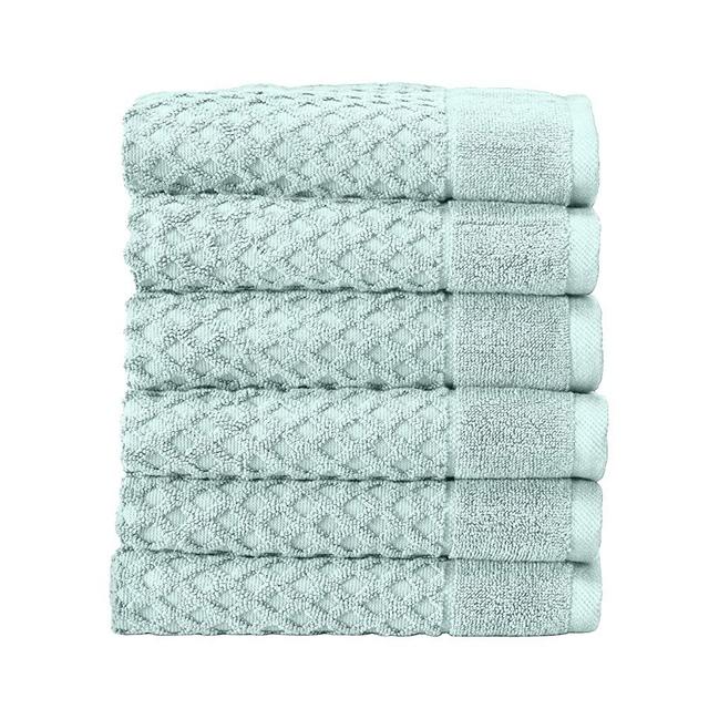 100% Cotton Hand Towel Set (16 x 28 inches) Highly Absorbent, Textured Luxury Hand Towels. Grayson Collection (Set of 6, Pastel Blue)