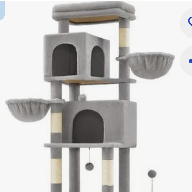 Indoor Tall Multi-Tier Condo with 2 Caves, 2 Baskets, 5 Scratching Posts Cat Tower Tree, Dove Gray, 22 x 18 x 69-in