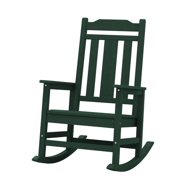 Hyleory HDPE Modern Resin Rocking Chair, Extra Wide Outdoor Adirondack Chair in Green