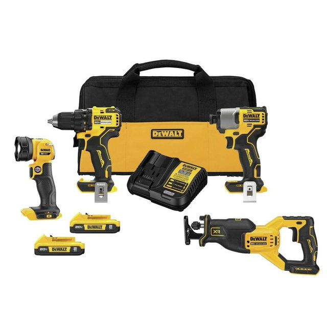 Dewalt DCK427D2 20V MAX Brushless Lithium-Ion Cordless 4-Tool Combo Kit with 2 Batteries (2 Ah)
