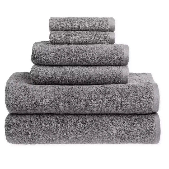 Clean Start 6-Piece Solid Towel Set in Grey