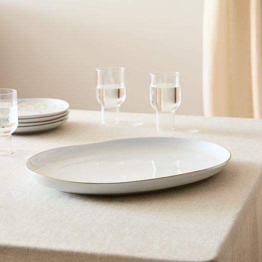 Organic Porcelain Gold-Rimmed Dinner Plate Sets (8 piece set)