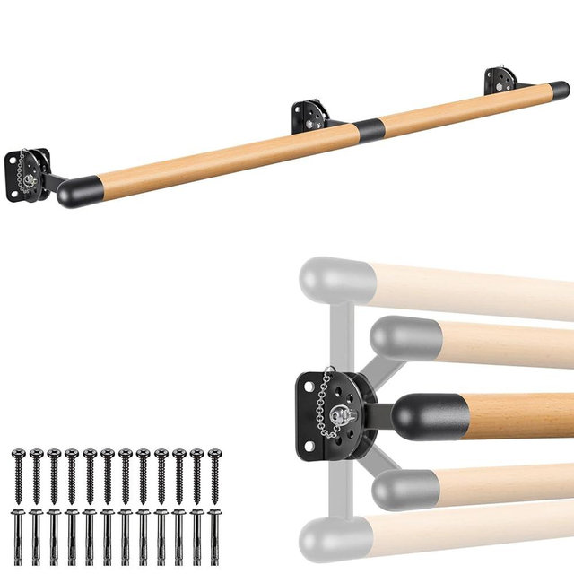 Dolibest Space Saver, 3ft -10ft Ballet Barre, Wall Mounted Traditional Wood Ballet Barre System Stretch/Dance for Home Barre Workout Equipment, Height Adjustable, for Kids and Adults