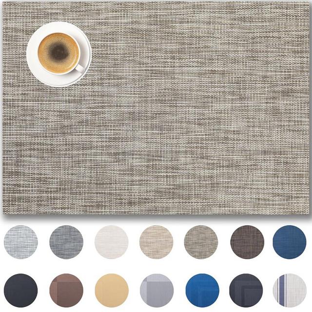 Placemats Set of 6 - Easy Clean Woven Vinyl Placemats for Dining Table, Indoor/Outdoor Place Mats, Washable PVC Table Mats（Cappuccino）