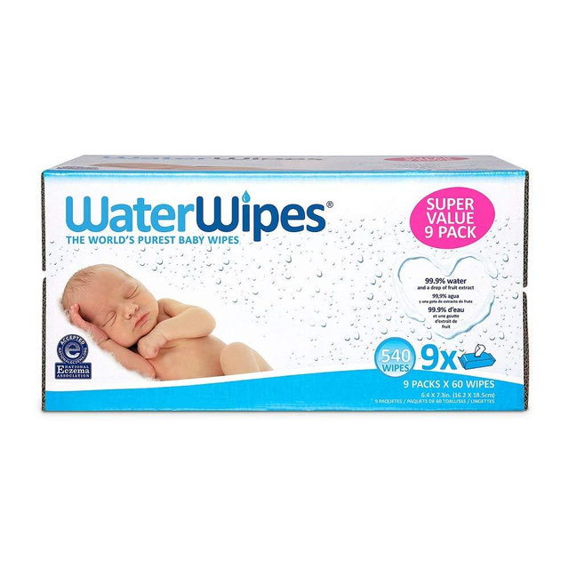 WaterWipes Unscented Baby Wipes, Sensitive and Newborn Skin, 9 Packs (540 Wipes)