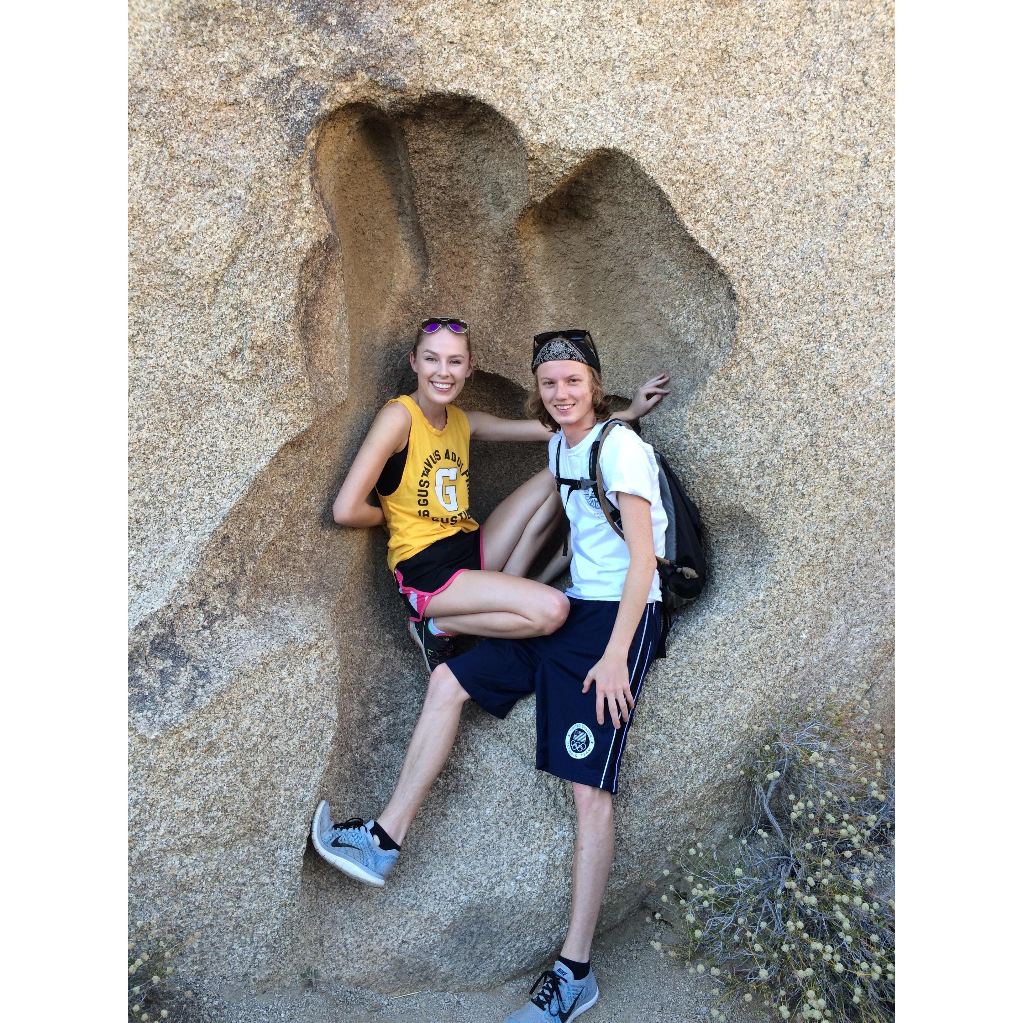 Sophomore year family vacation. Hiking in Joshua Tree National Park. It was 110 degrees this day.