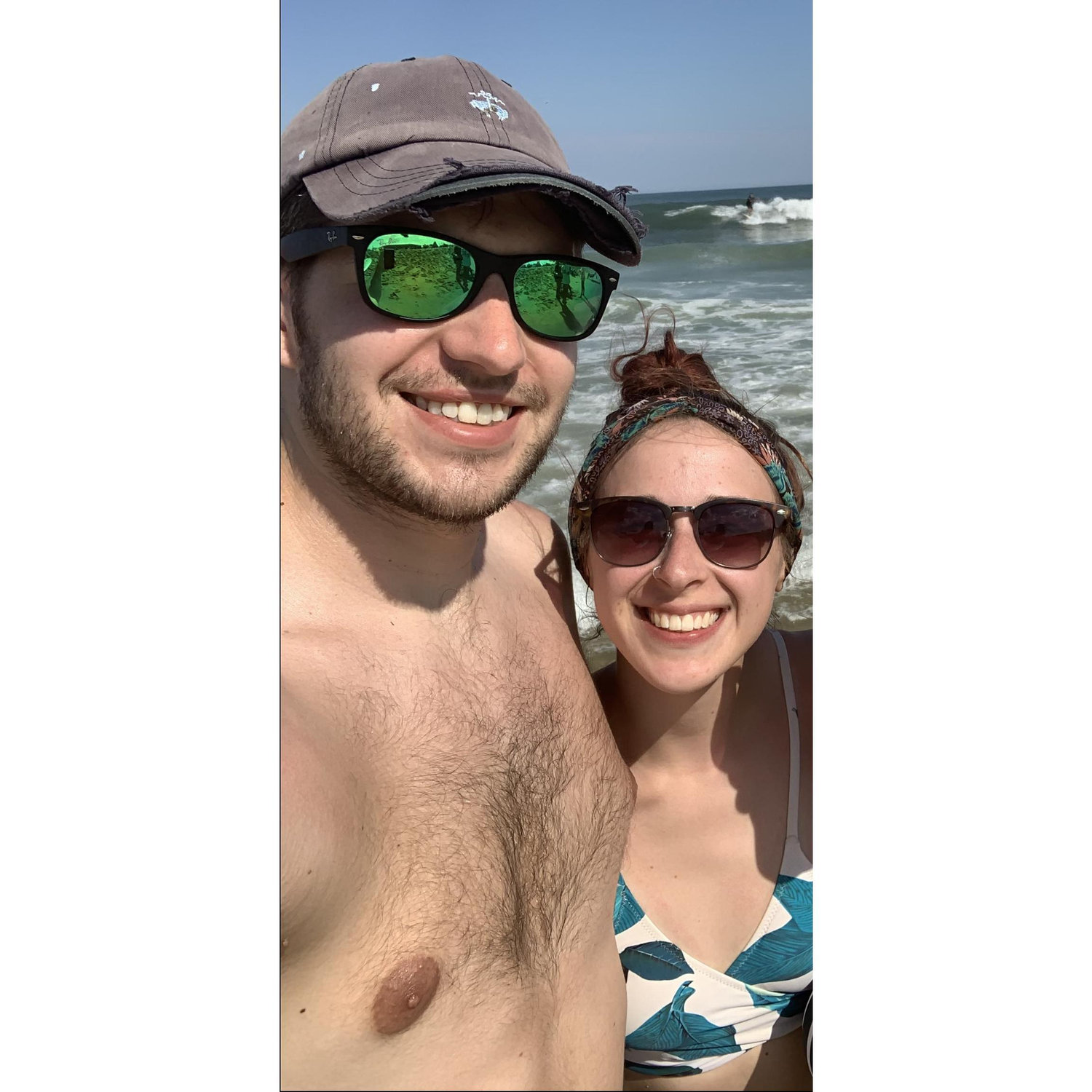 At the beach with a friend in 2020.
