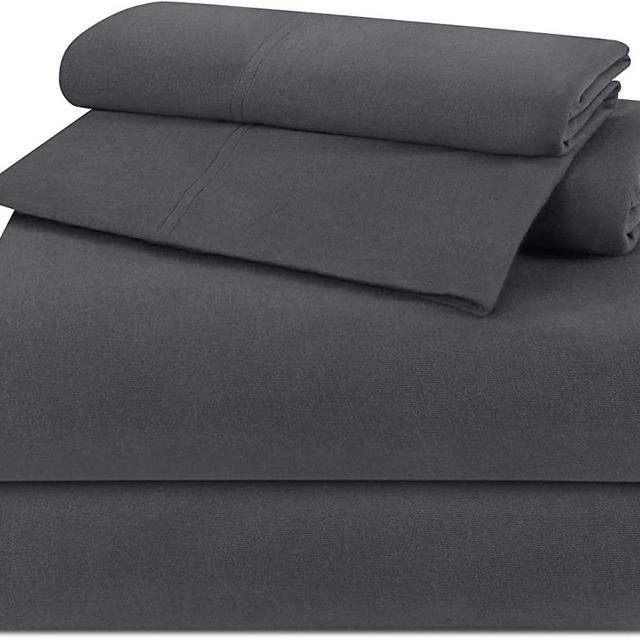 Utopia Bedding Bed Sheet Set - Jersey Knit Sheets 4 Piece King Jersey Sheet Set – Cotton Jersey Sheets – Soft T-Shirt Stretchy Sheets (King, Dark Grey)
