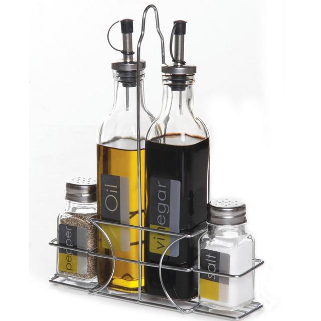 4 Piece Condiment Set with Wire Caddy