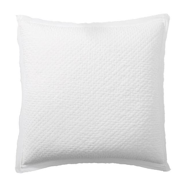 White Cotton Handcrafted Melange Quilted Sham, Euro