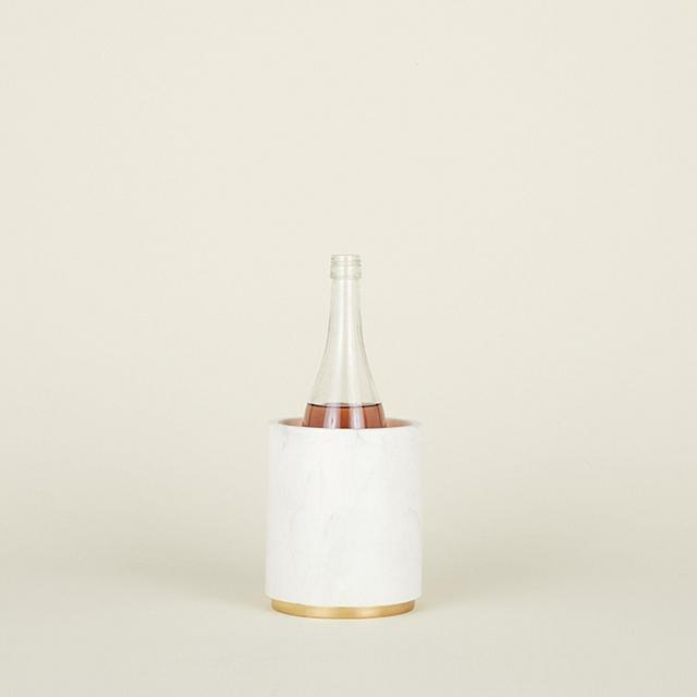 Simple Marble Utility Canister - White/Brass