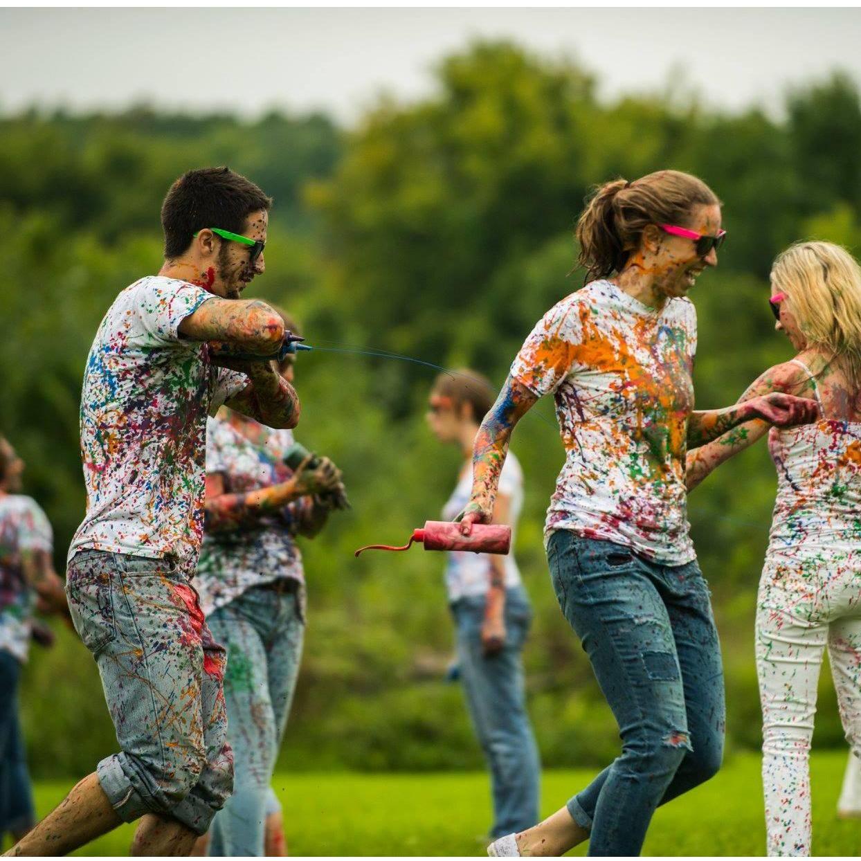 Paint fight at Amy and Carl's Wedding