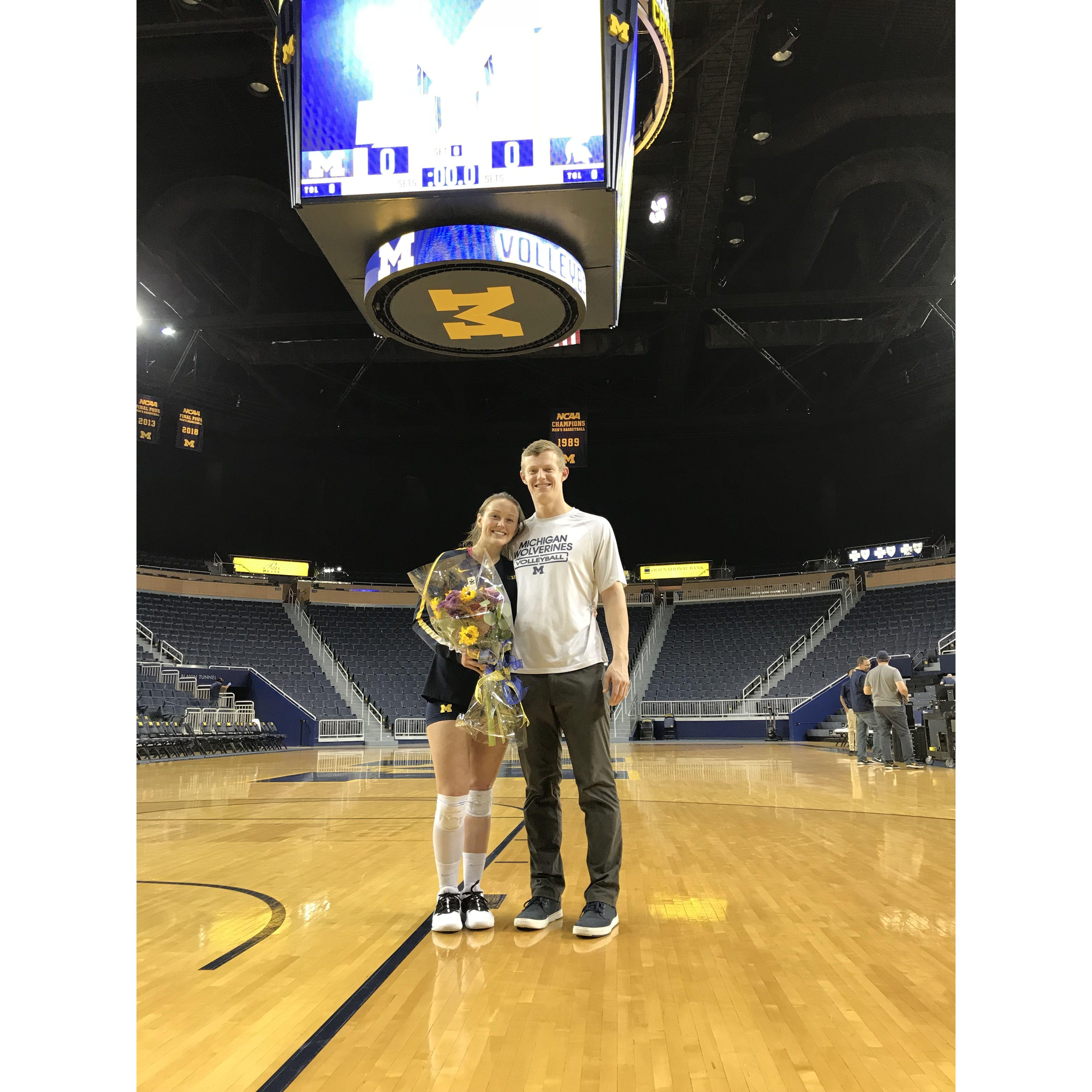 Crisler Center for Jenna's senior night (beat MSU)