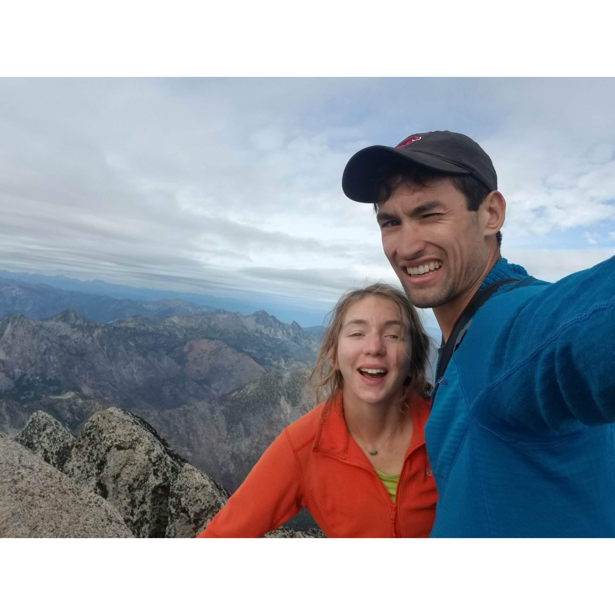 Mt Stuart North Ridge 2-day long rock climb, Aug 2019 (we were very excited to be at the top)