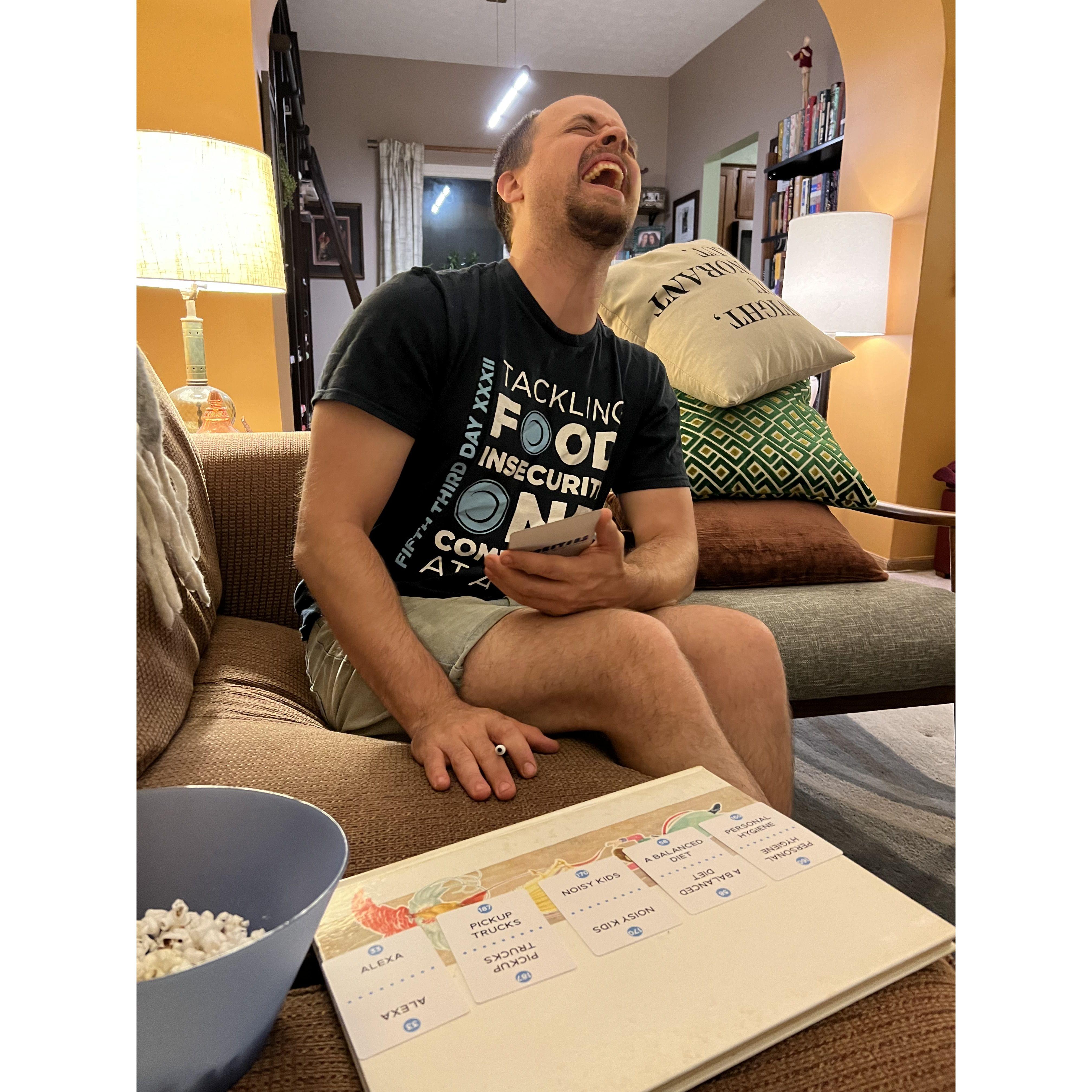 Matt laughing during a game