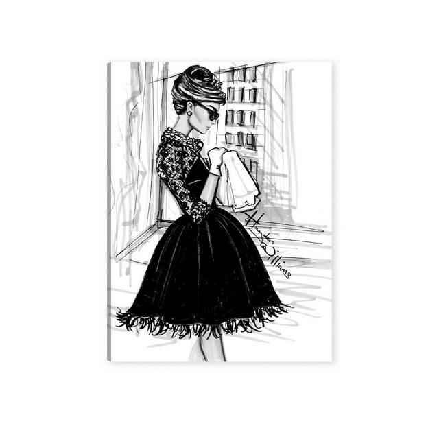 Hepburn Canvas Wall Art, Vintage Hepburn Poster Framed Wall Decor, Hepburn Black and White Picture Canvas Print for Women Girl Bedroom Bathroom Ready to Hang (18x24inches)