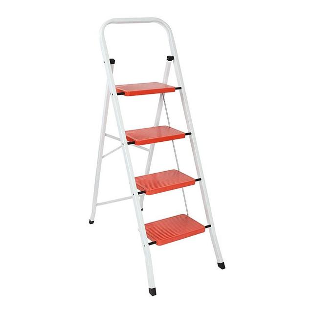 LUISLADDERS 4 Step Ladder Folding Step Stool Heavy Duty Ladders with Hand Grip Anti-Slip Sturdy and Wide Pedal Multi-Use for Home and Kitchen 350 lbs (4 Step)