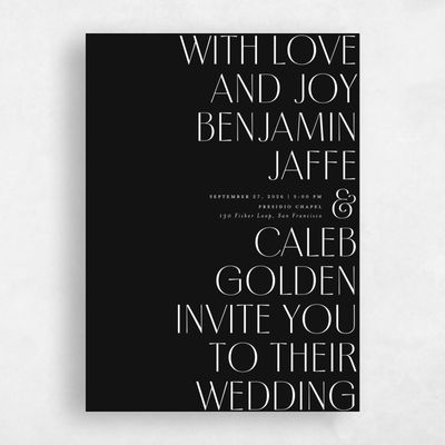 Black Wedding Invitation - Mendoza Type