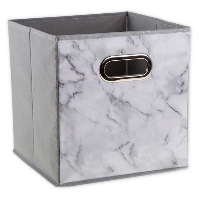 Relaxed Living 11-Inch Collapsible Bin in Marble White