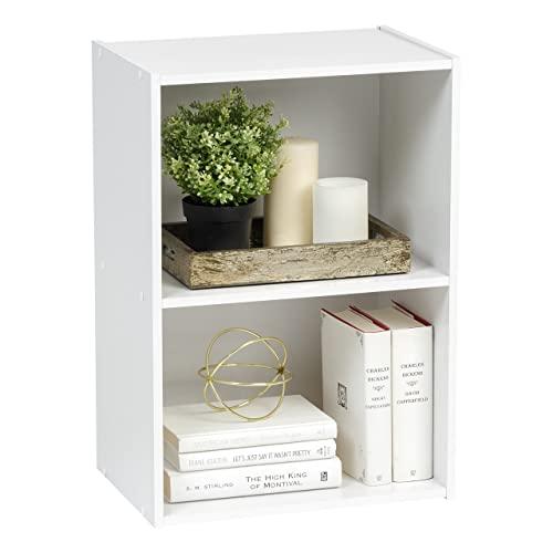 IRIS USA 2-Tier Wood Storage Shelf, White 596166