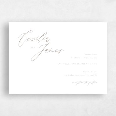 Oatmeal, Grey Wedding Invitation - Seville Landscape Letterpress