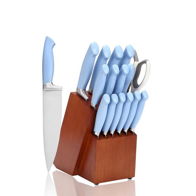 JORWEKITCH Knife Set Kitchen Knife Set With Block Chef Knife Set, 16-Piece Japan Stainless Steel Ultra Sharp Knife Set,Utility Knife (Blue)