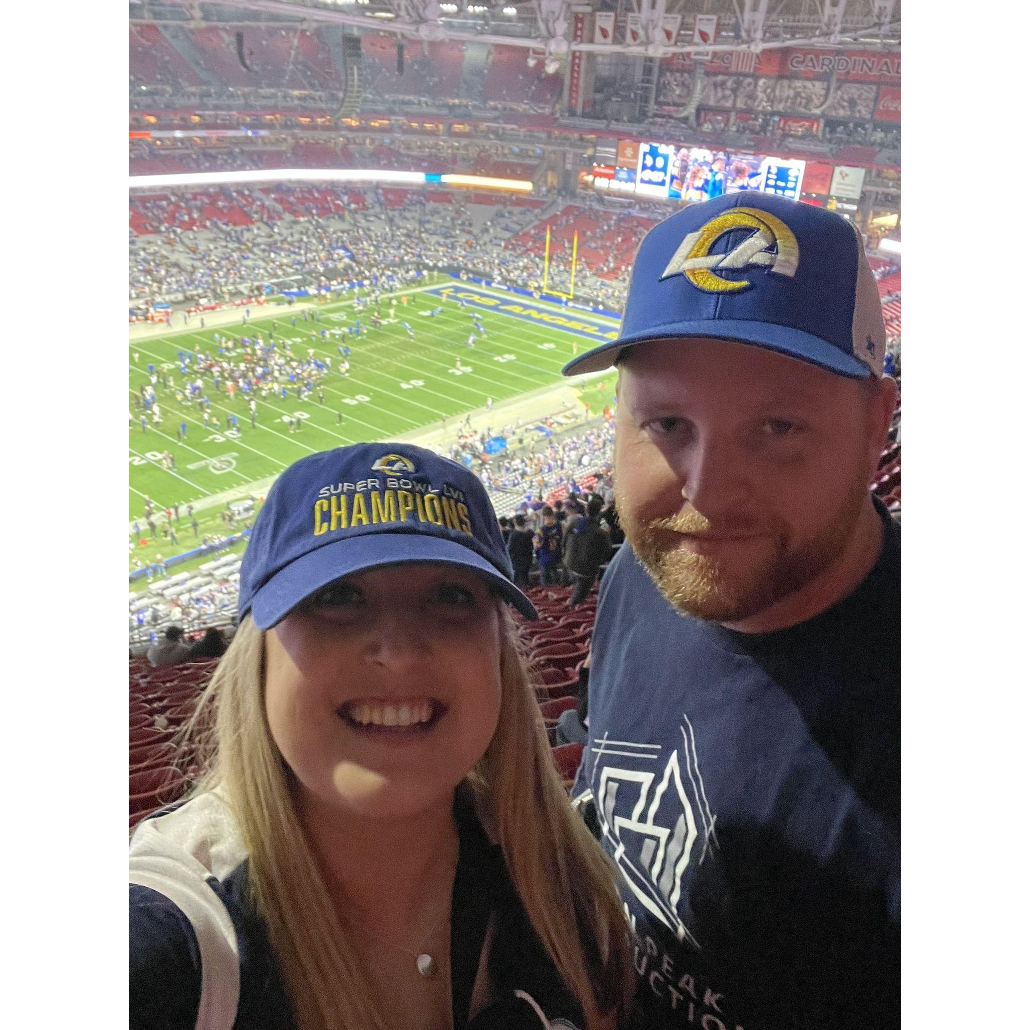 Got to go a Rams Game and Sean learned just how much Heather loves football !!