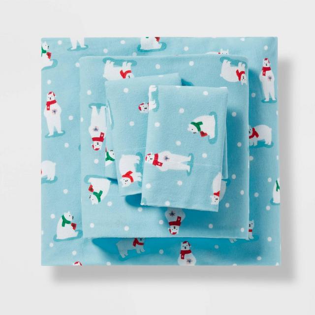 Twin Christmas Flannel Sheet Set Novelty Animal Print - Wondershop™