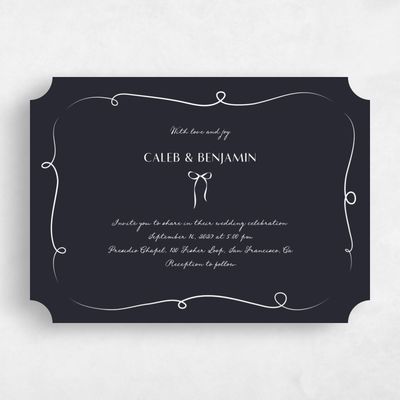 Black Ticket Wedding Invitation - Kasey Landscape