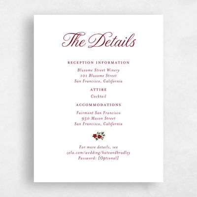 Red Floral Wedding Enclosure - Cassie