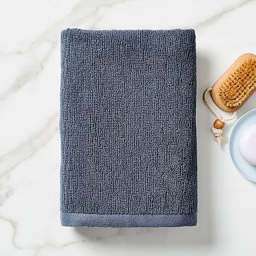 Organic Textured Towel, Bath Towel, Granite Blue