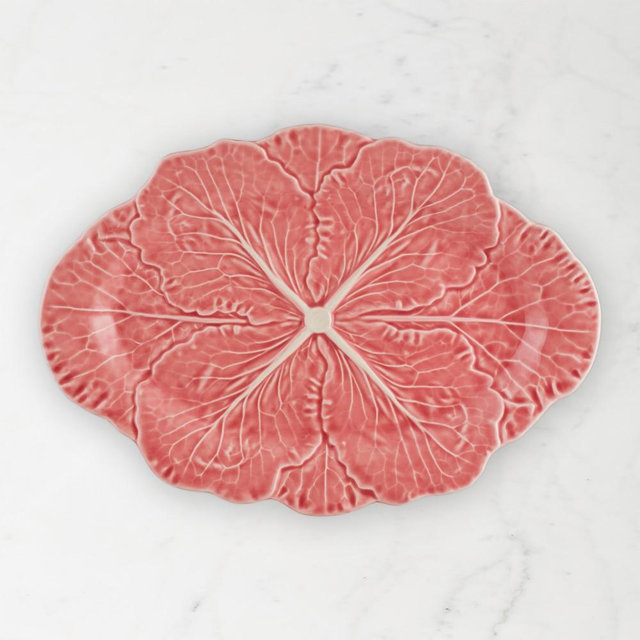 Bordallo Pinheiro Cabbage Small Platter, Pink