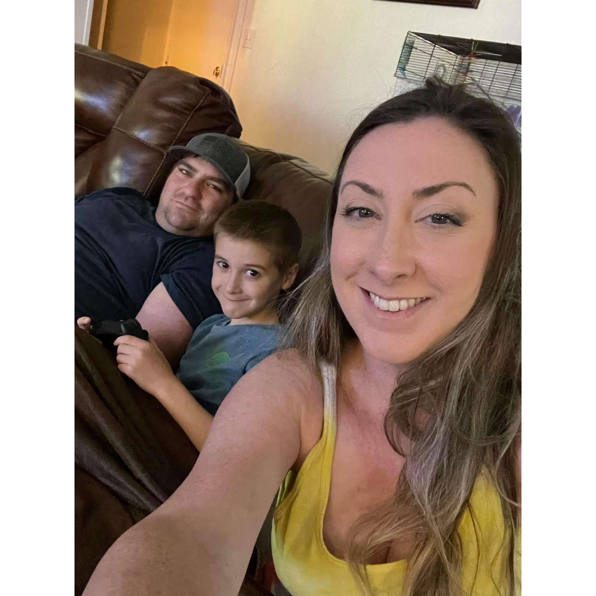 Weekly movie nights became a regular thing with mandatory couch snuggles. Evan had become really close with Aaron and told him that his life was so much better now that he was in it.