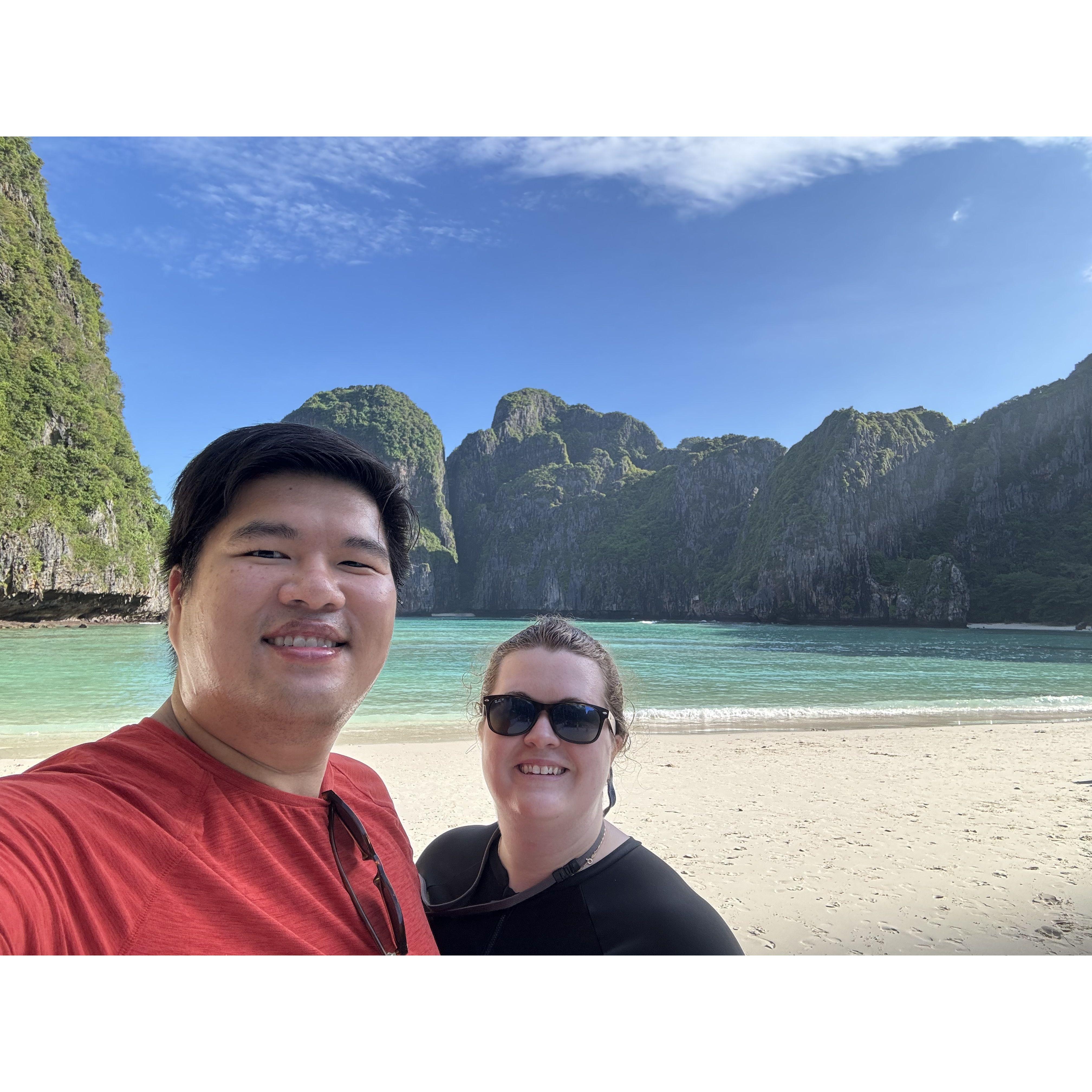 Just after we saw a shark in the most beautiful water on earth (Phi Phi Islands)