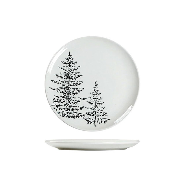 Nordic style Christmas tree artistic conception simple relief ceramic Western-style steak flat plate-9 inch small plate