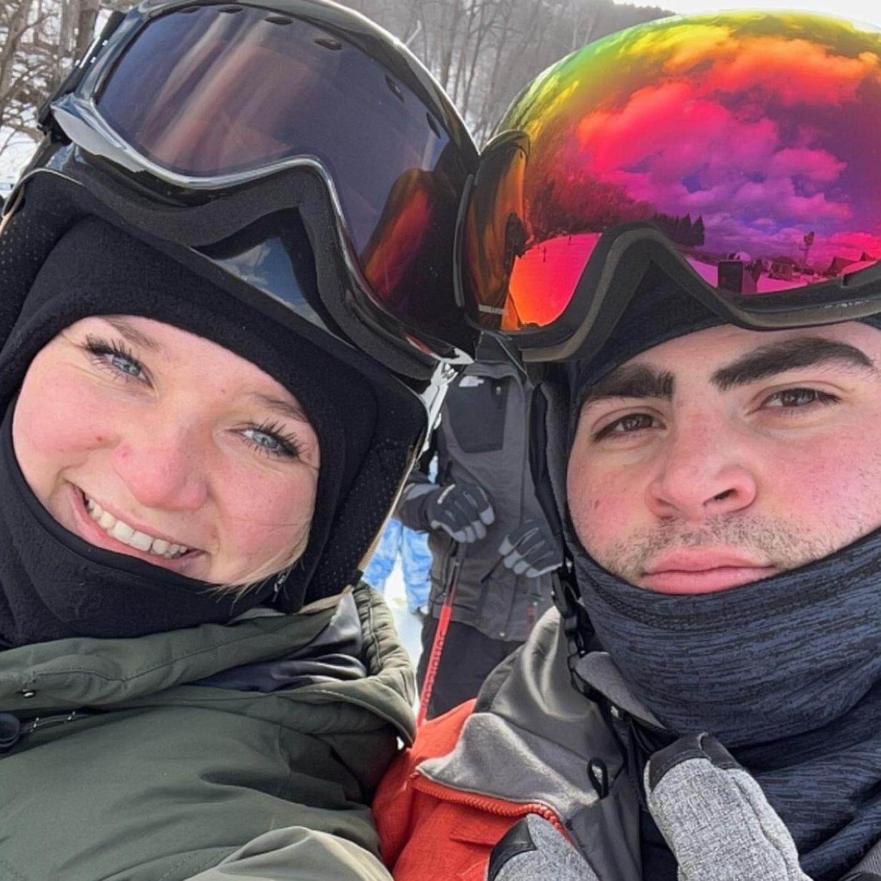 Smiles before the tears while skiing