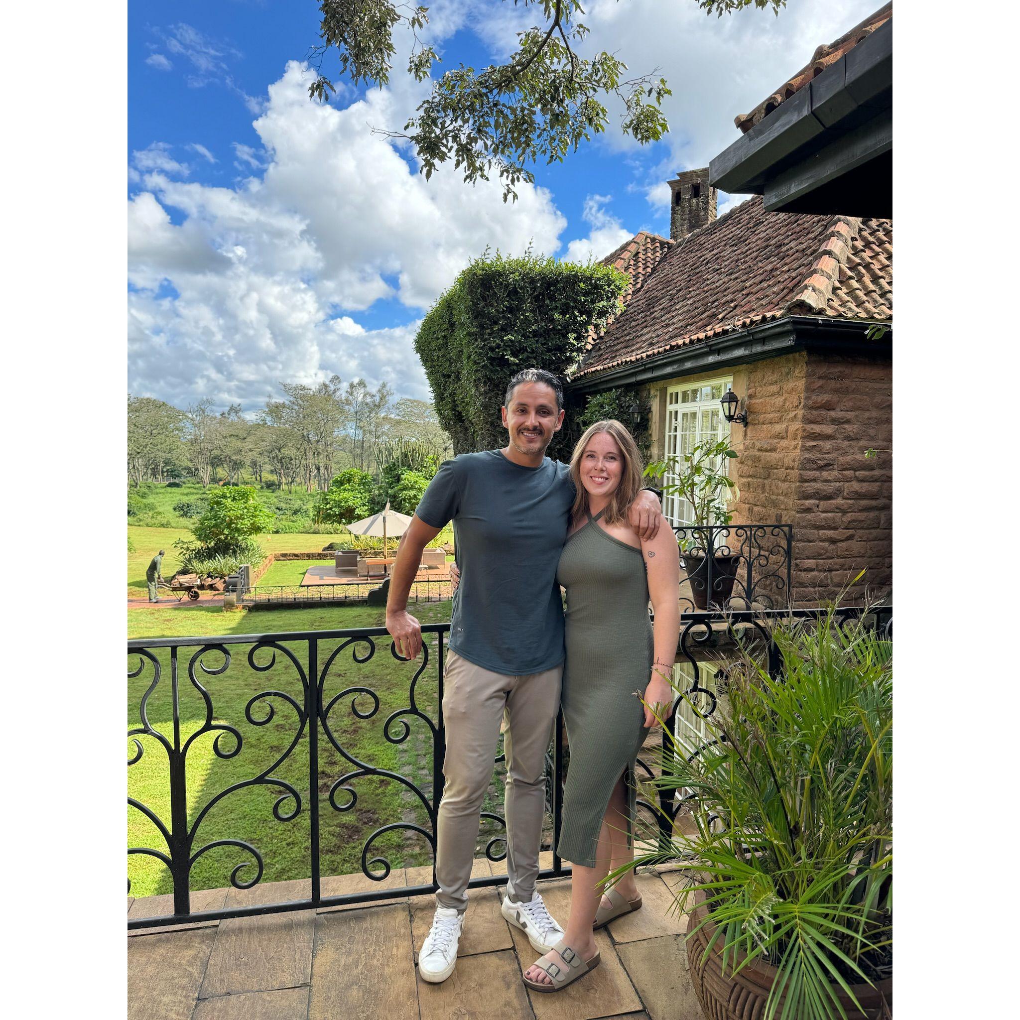 Checking in at the Giraffe Manor in Nairobi, Kenya