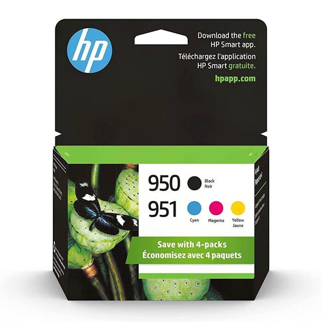 Original HP 950 Black/951 Cyan,Magenta,Yellow Ink Cartridges (4-pack) | Works with HP OfficeJet 8600, OfficeJet Pro 251dw, 276dw, 8100, 8610, 8620,8625 8630 Series | Eligible for Instant Ink | X4E06AN