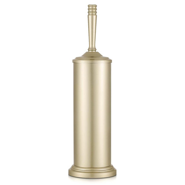 Gold Toilet Brush and Holder Set, Stainless Steel Toilet Brush for Bathroom,Heavy Duty Gold Toilet Bowl Brush and Holder,Deep Cleaning Modern Toilet Cleaner Brush -Space Saving, Covered Brush, Durable