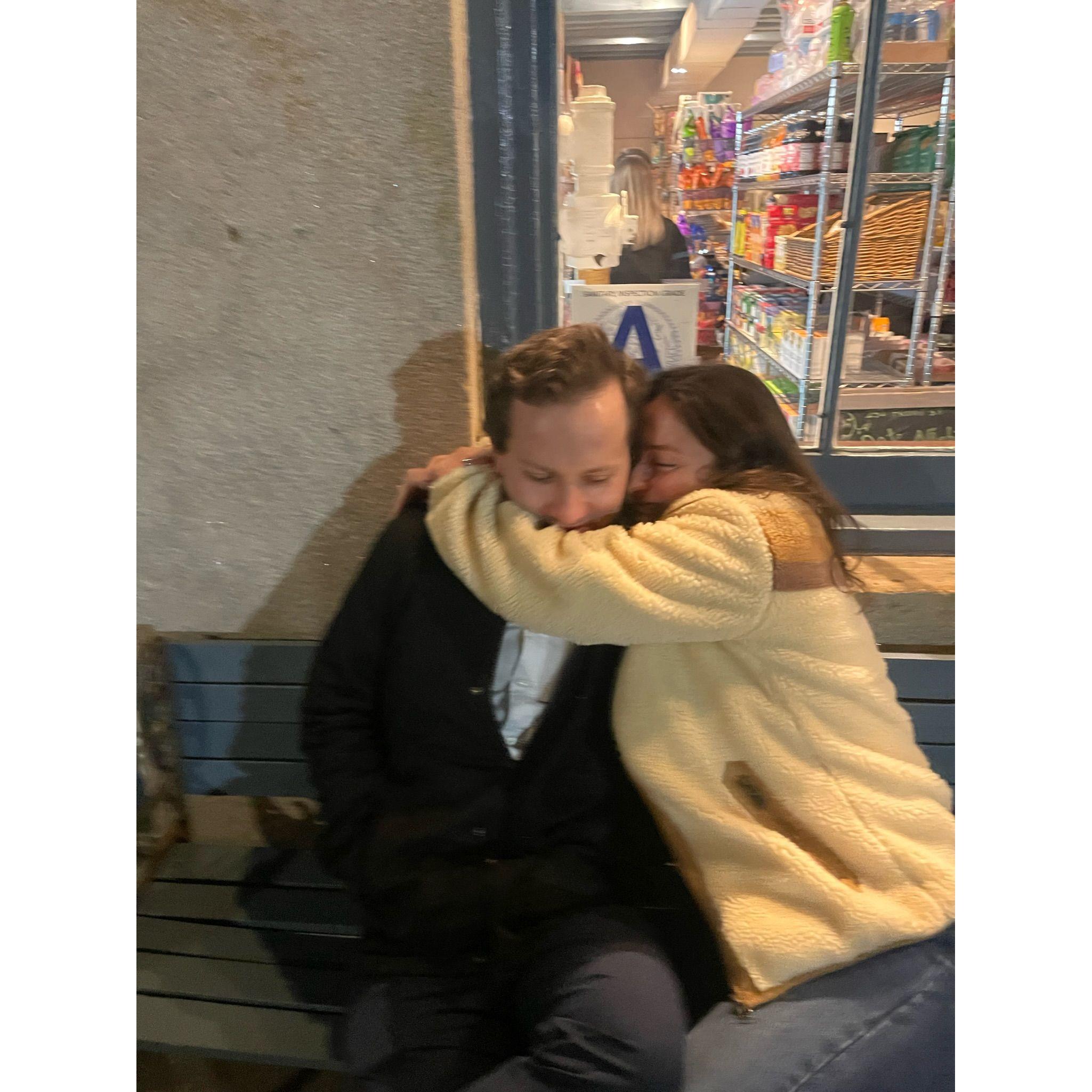 Engagement night!!! We were over the moon and had so much fun celebrating afterwards with family in South Street Seaport