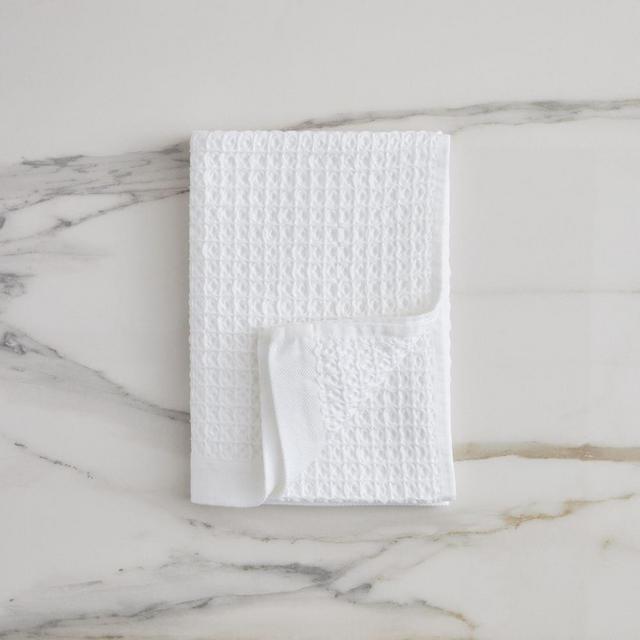 Organic Plush Waffle Towel, White, Bath Towel