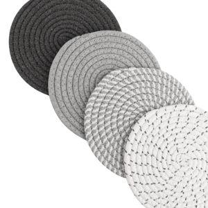Prdigy 4Pcs 7 Inches Cotton Thread Weave Hot Pot Holders, Multi-use Hot Mats, Non-Slip Coasters, Hot Pads Trivet for Cooking and Baking