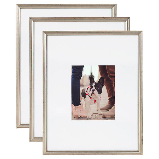 Kate & Laurel All Things Decor 16"x20" Matted to 8"x10" Adlynn Rectangle Picture Frames Silver: Modern Style