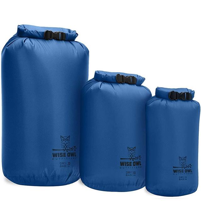 Wise Owl Outfitters Dry Bag 3-Pack - Fully Submersible Ultra Lightweight Airtight Waterproof Bags - Diamond Ripstop Roll-Top Drybag Sacks - 20L 10L and 5L