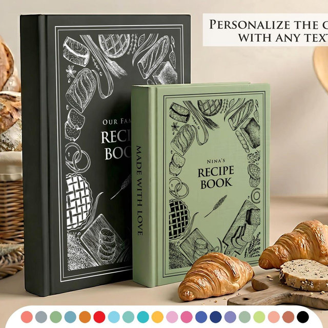 Personalized recipe book with measurement page. Write your own 366 recipes! Custom gift for birthday, gift for mom and dad. Anniversary gift